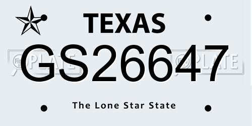 GS26647 Texas License Plate