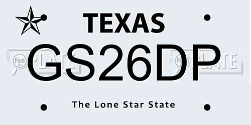 GS26DP Texas License Plate