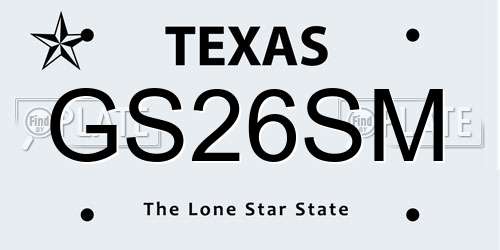 GS26SM Texas License Plate