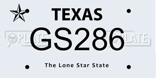 GS286 Texas License Plate