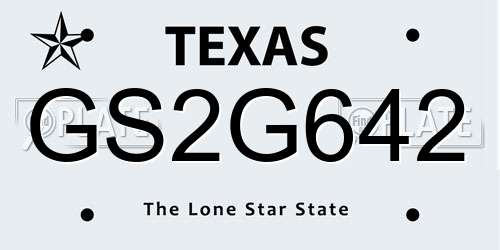 GS2G642 Texas License Plate