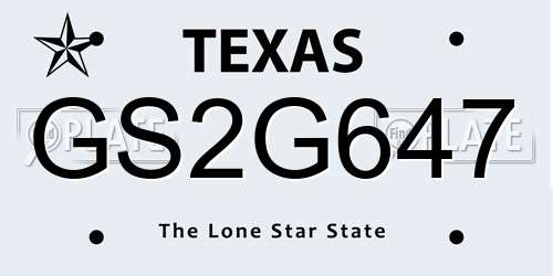 GS2G647 Texas License Plate