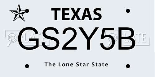 GS2Y5B Texas License Plate