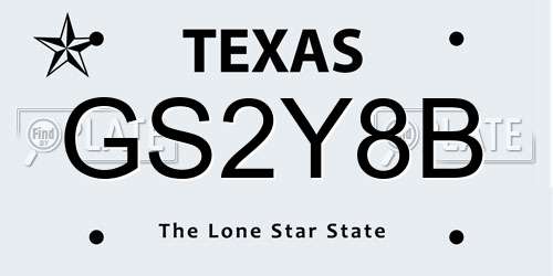GS2Y8B Texas License Plate
