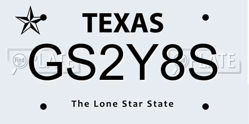 GS2Y8S Texas License Plate