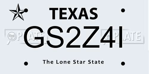 GS2Z4I Texas License Plate
