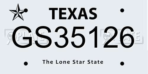 GS35126 Texas License Plate