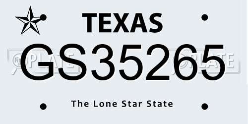 GS35265 Texas License Plate