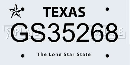 GS35268 Texas License Plate
