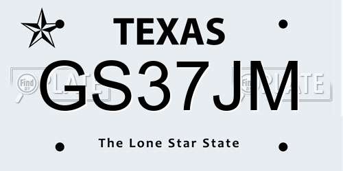 GS37JM Texas License Plate