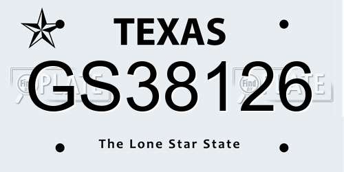 GS38126 Texas License Plate