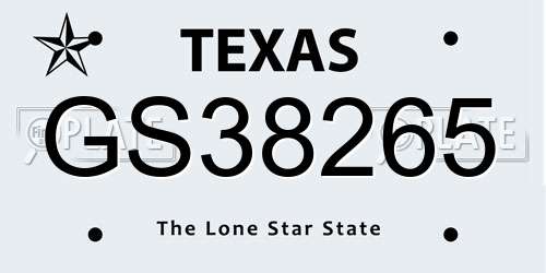 GS38265 Texas License Plate