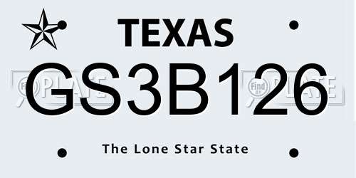 GS3B126 Texas License Plate