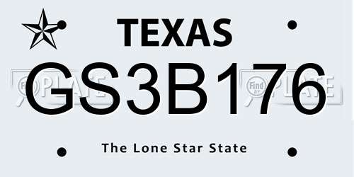 GS3B176 Texas License Plate