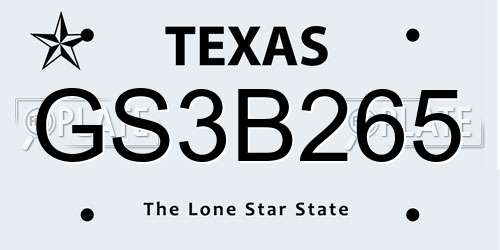 GS3B265 Texas License Plate