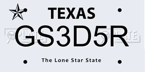 GS3D5R Texas License Plate