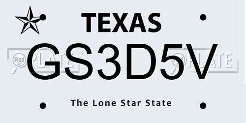 GS3D5V Texas License Plate