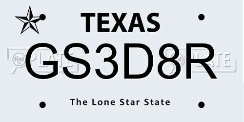 GS3D8R Texas License Plate