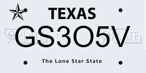 GS3O5V Texas License Plate