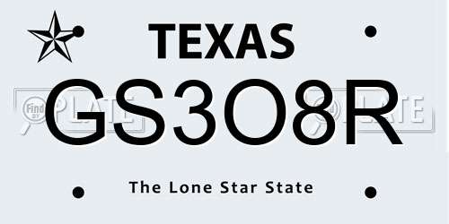 GS3O8R Texas License Plate