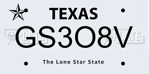 GS3O8V Texas License Plate