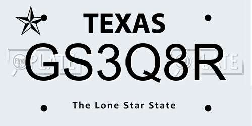 GS3Q8R Texas License Plate