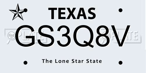 GS3Q8V Texas License Plate