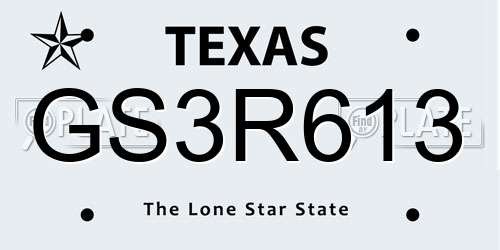 GS3R613 Texas License Plate