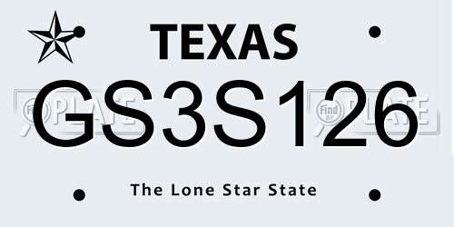 GS3S126 Texas License Plate
