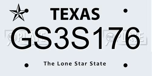 GS3S176 Texas License Plate