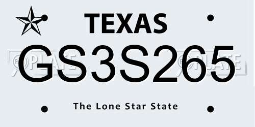 GS3S265 Texas License Plate