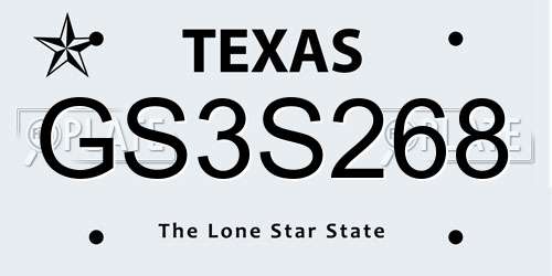 GS3S268 Texas License Plate