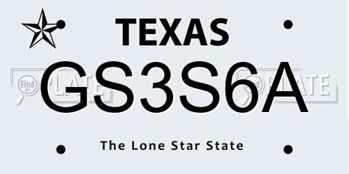 GS3S6A Texas License Plate