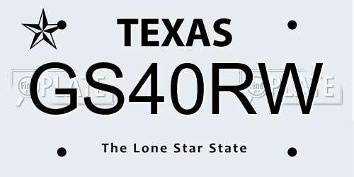 GS40RW Texas License Plate