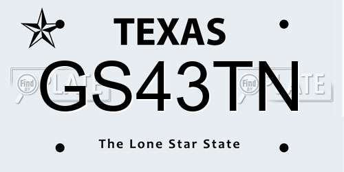 GS43TN Texas License Plate