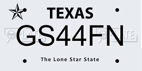 GS44FN Texas License Plate