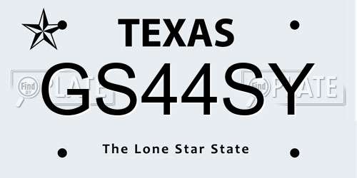 GS44SY Texas License Plate