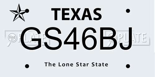 GS46BJ Texas License Plate