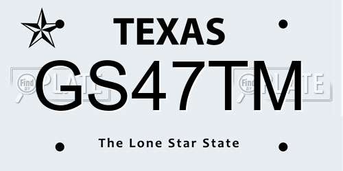 GS47TM Texas License Plate