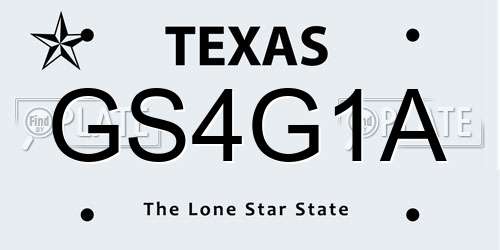 GS4G1A Texas License Plate