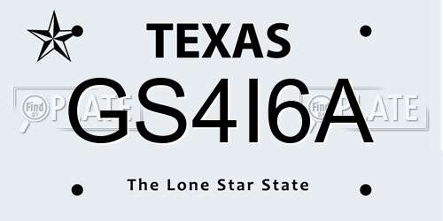GS4I6A Texas License Plate