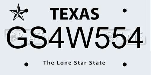 GS4W554 Texas License Plate