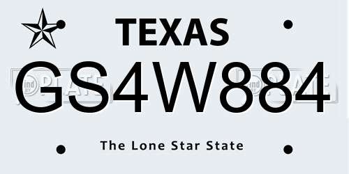 GS4W884 Texas License Plate