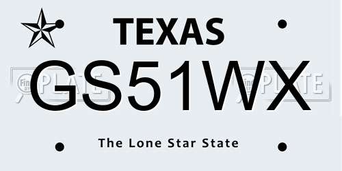 GS51WX Texas License Plate