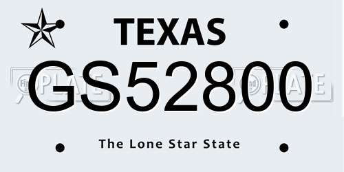 GS52800 Texas License Plate
