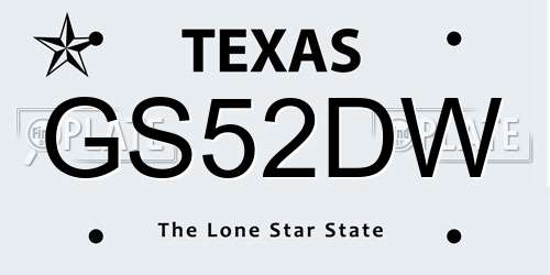 GS52DW Texas License Plate