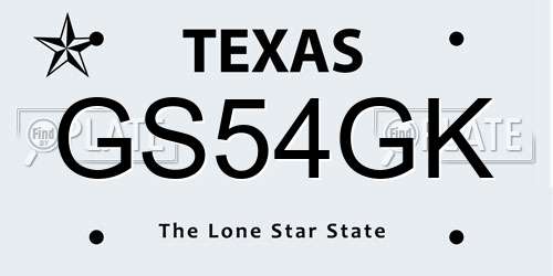 GS54GK Texas License Plate