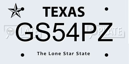 GS54PZ Texas License Plate