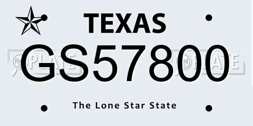 GS57800 Texas License Plate