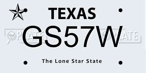 GS57W Texas License Plate